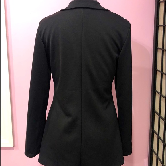 RAG buttoned blazer/suit jacket tailored black w/white stripes size L EUC - Picture 4 of 10